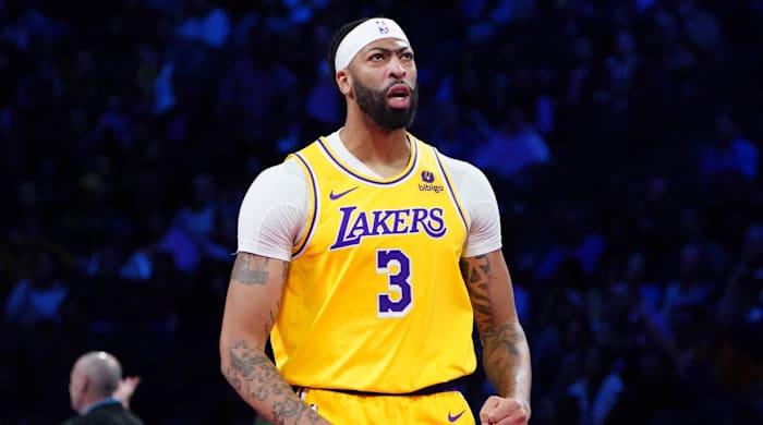 Lakers forward Anthony Davis during the 2023 NBA in-season tournament.